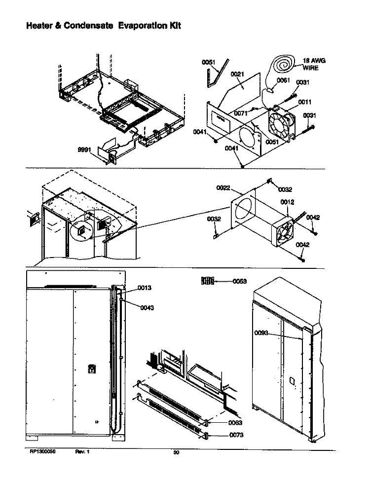 HEATER & CONDENSATE EVAPORATION KIT Diagram and Parts List for S148DA03 P1305601W Amana Refrigerator