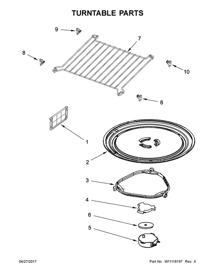 Turntable Parts Diagram and Parts List for MMV4205FB1  Maytag Microwave