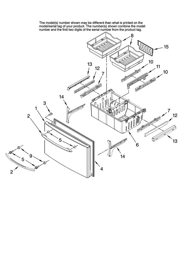 Freezer Door Parts Diagram and Parts List for MFI2568AEB13  Maytag Refrigerator