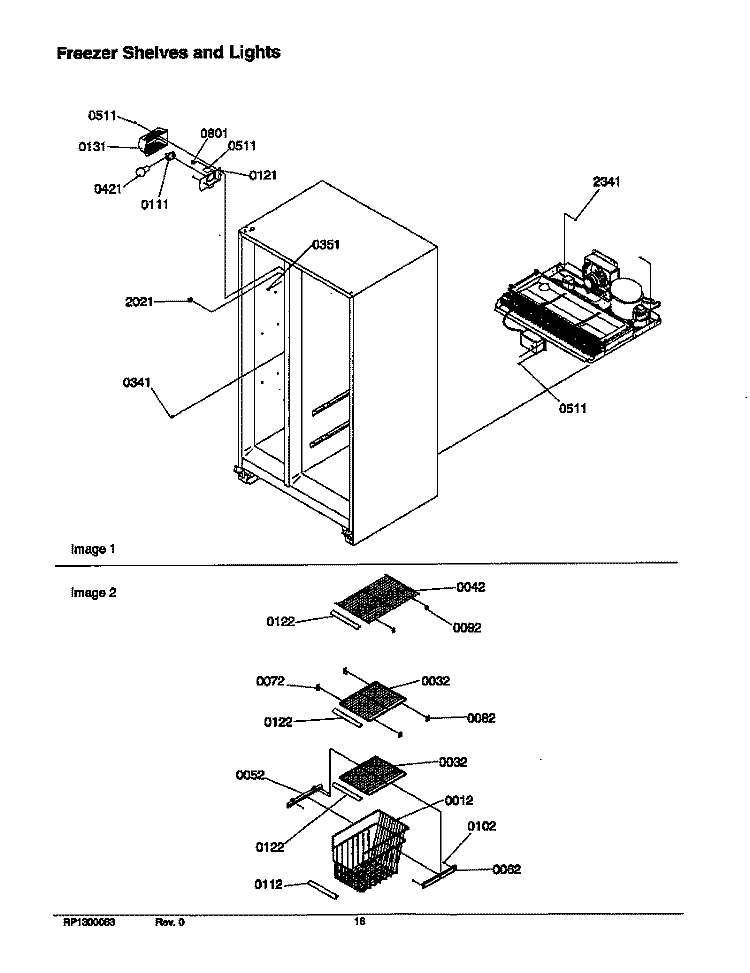 FZ SHELVES AND LIGHTS Diagram and Parts List for SXD23VW P1315301W W Amana Refrigerator