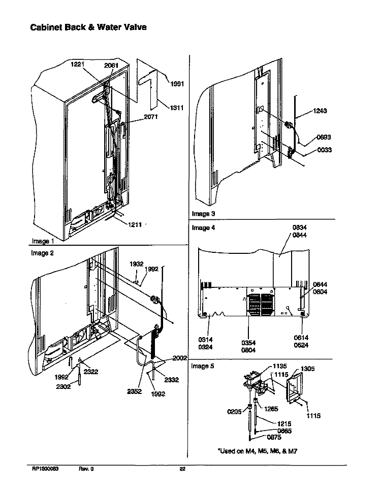 CABINET BACK AND WATER VALVE Diagram and Parts List for SXD23VW P1315301W W Amana Refrigerator