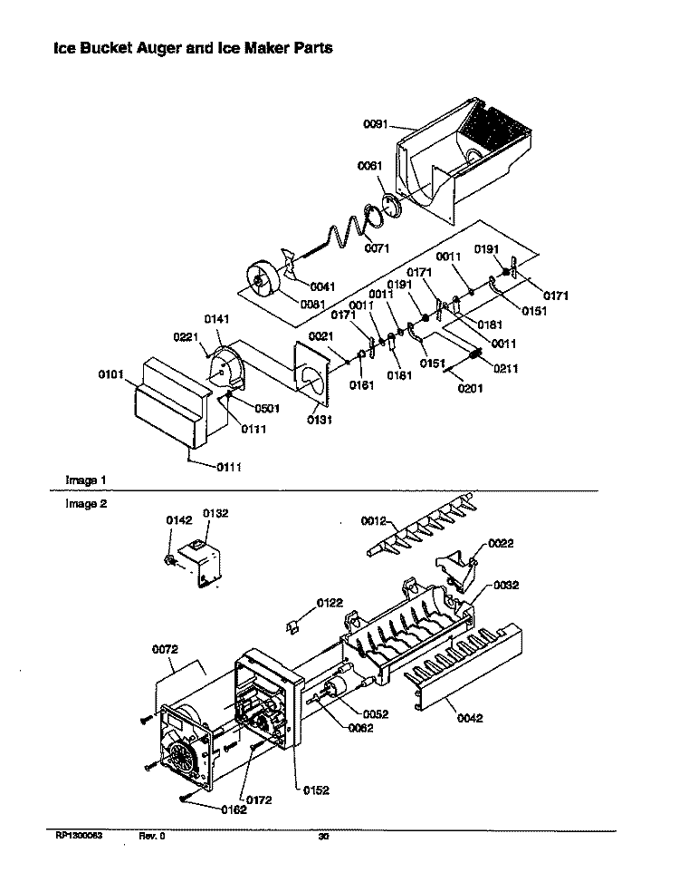 ICE BUCKET, AUGER AND ICE MAKER PARTS Diagram and Parts List for SXD23VW P1315301W W Amana Refrigerator