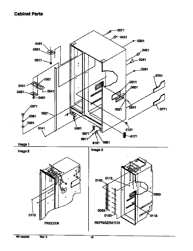 CABINET PARTS Diagram and Parts List for SRD21VW P1315501W W Amana Refrigerator