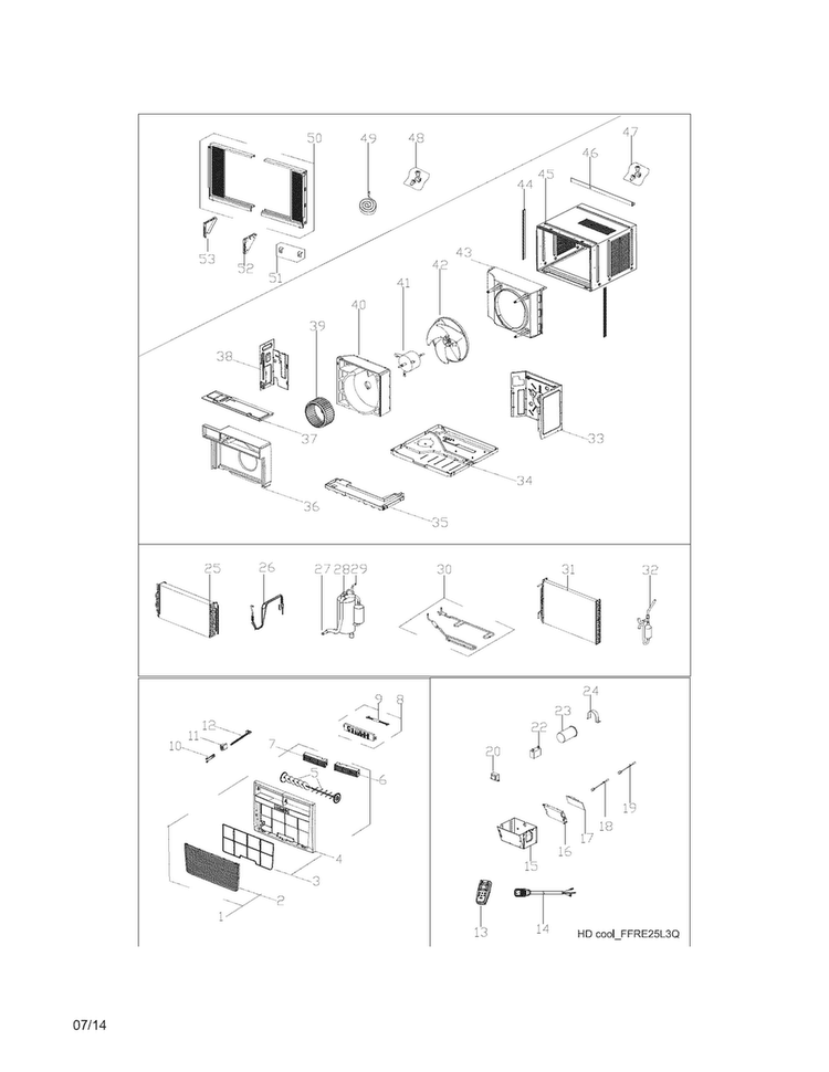 Recommended Spare Parts Diagram and Parts List for CAE25EHQ21  Crosley Air Conditioner