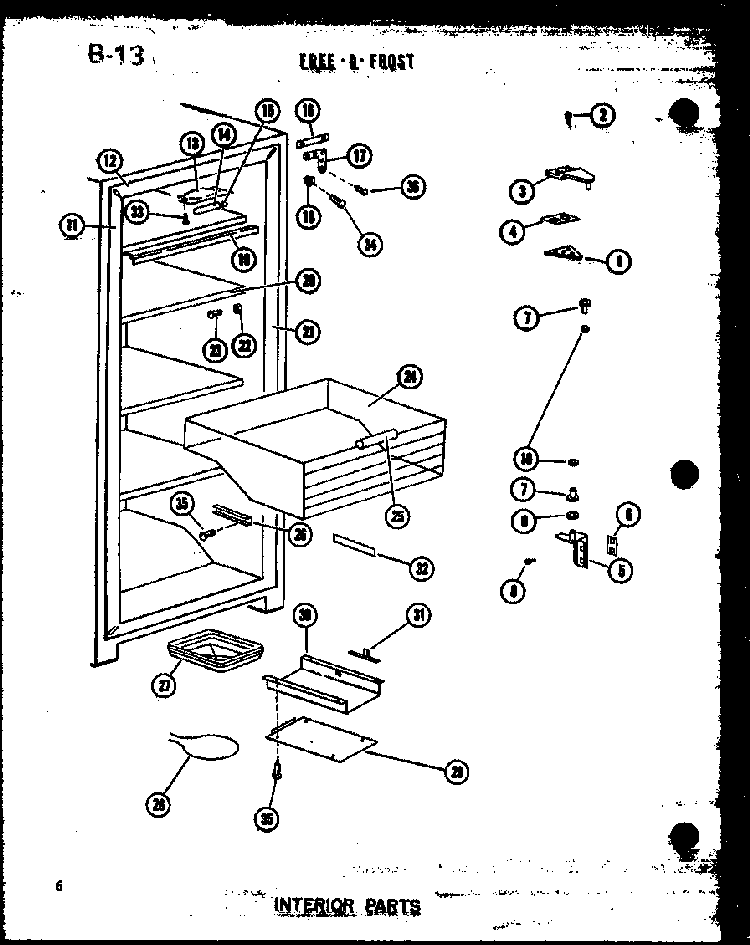 Section 6 Diagram and Parts List for UF22C P60345-72W Amana Freezer