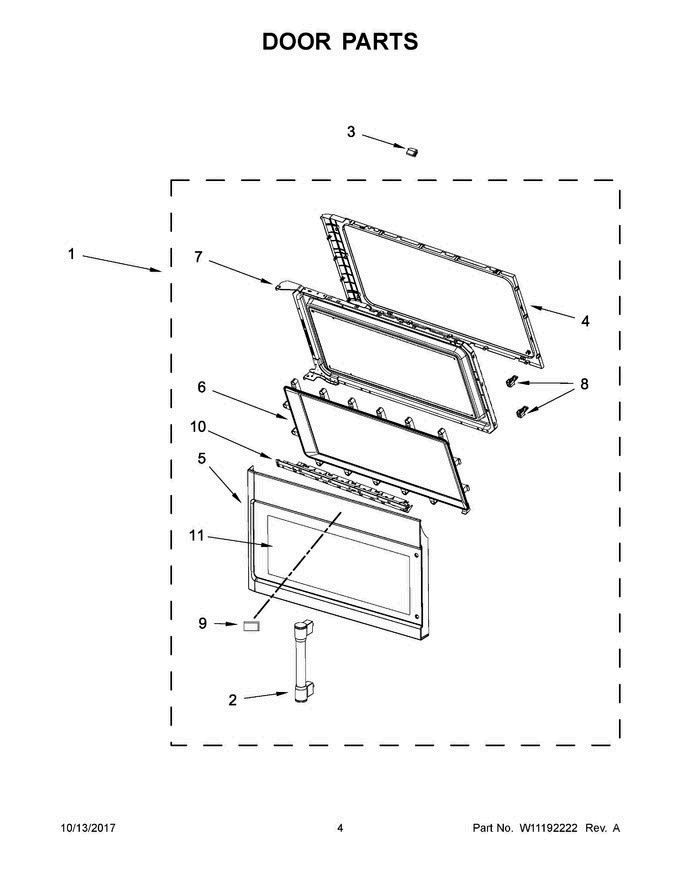 03 - Door Parts Diagram and Parts List for YMMV4205FB2  Maytag Microwave Oven Combo