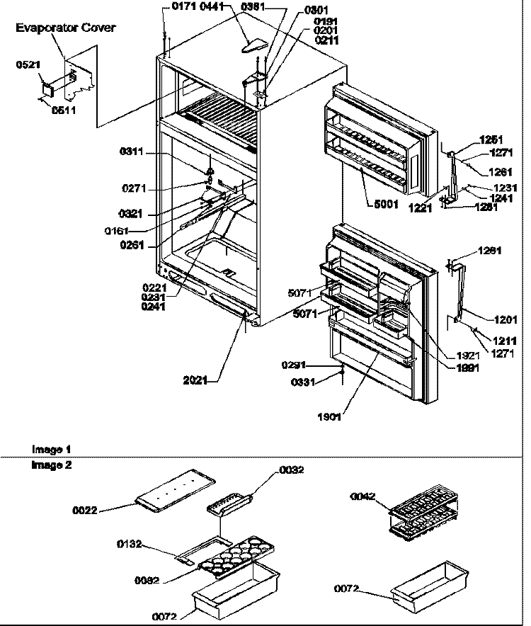 DOOR, HINGES AND ACCESSORIES Diagram and Parts List for TX21VE P1301804W E Amana Refrigerator