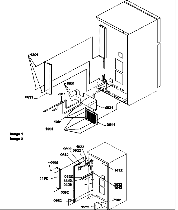 CABINET BACK Diagram and Parts List for TX21VE P1301804W E Amana Refrigerator