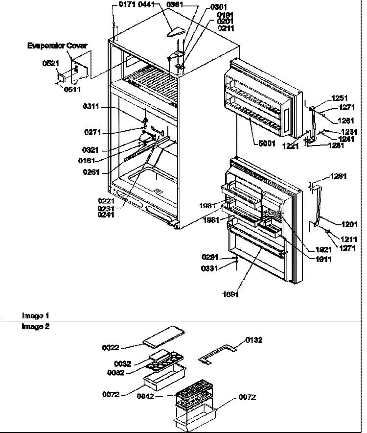 DOOR, HINGES AND ACCESSORIES Diagram and Parts List for TXI18VE P1302402W E Amana Refrigerator
