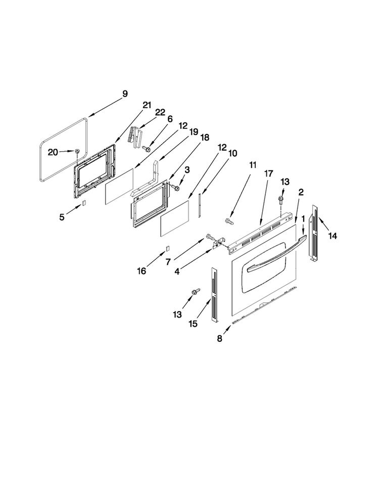 Lower Door Parts Diagram and Parts List for MER6765BAW17  Maytag Range