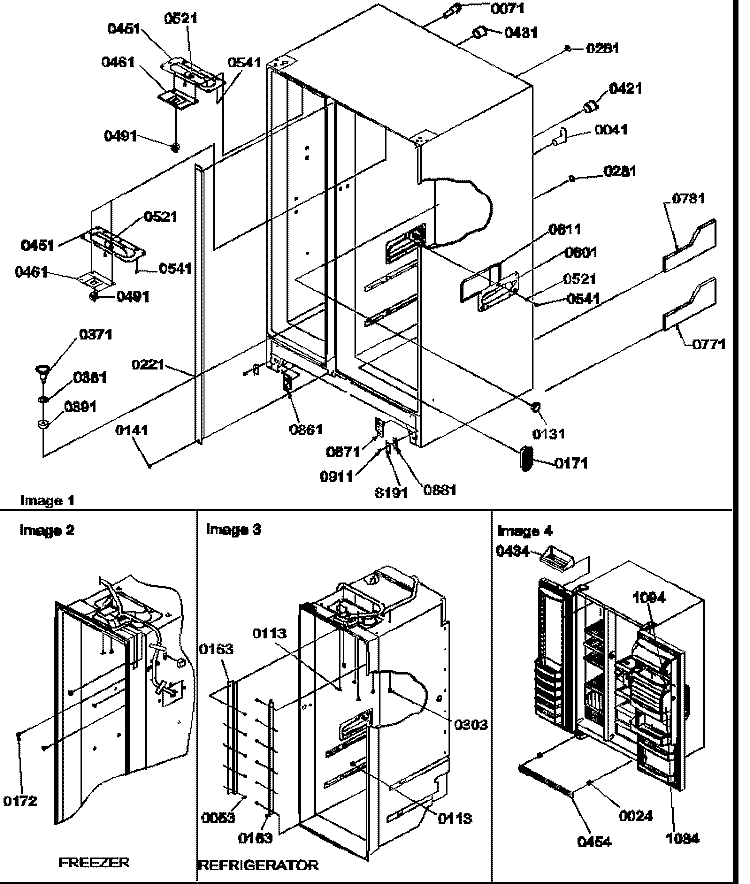 CABINET PARTS & TOE GRILLE Diagram and Parts List for SRI21VE P1315601W E Amana Refrigerator