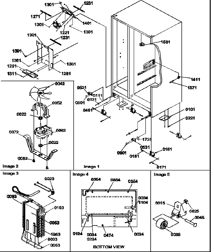 DRAIN SYSTEMS, ROLLERS, AND EVAP ASSY Diagram and Parts List for SRI21VE P1315601W E Amana Refrigerator