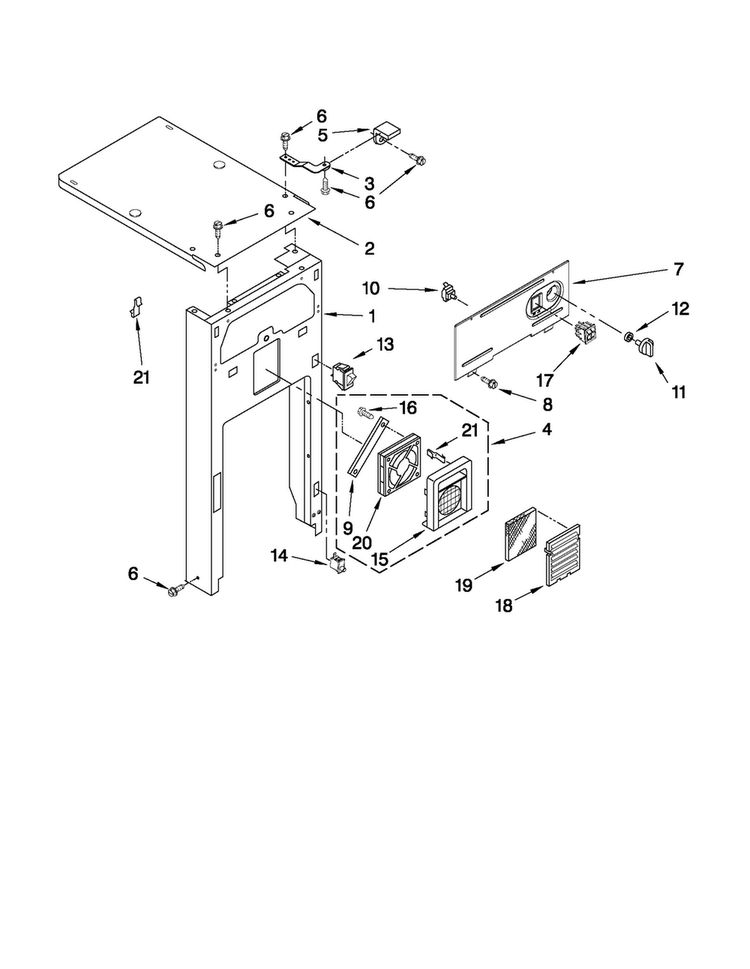 Panel And Control Parts Diagram and Parts List for TC607X2  Jenn-Air Trash Compactor