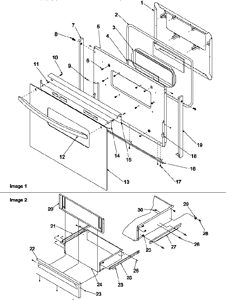 Oven Door And Storage Diagram and Parts List for ARR6200W-P1143455NW  Amana Range