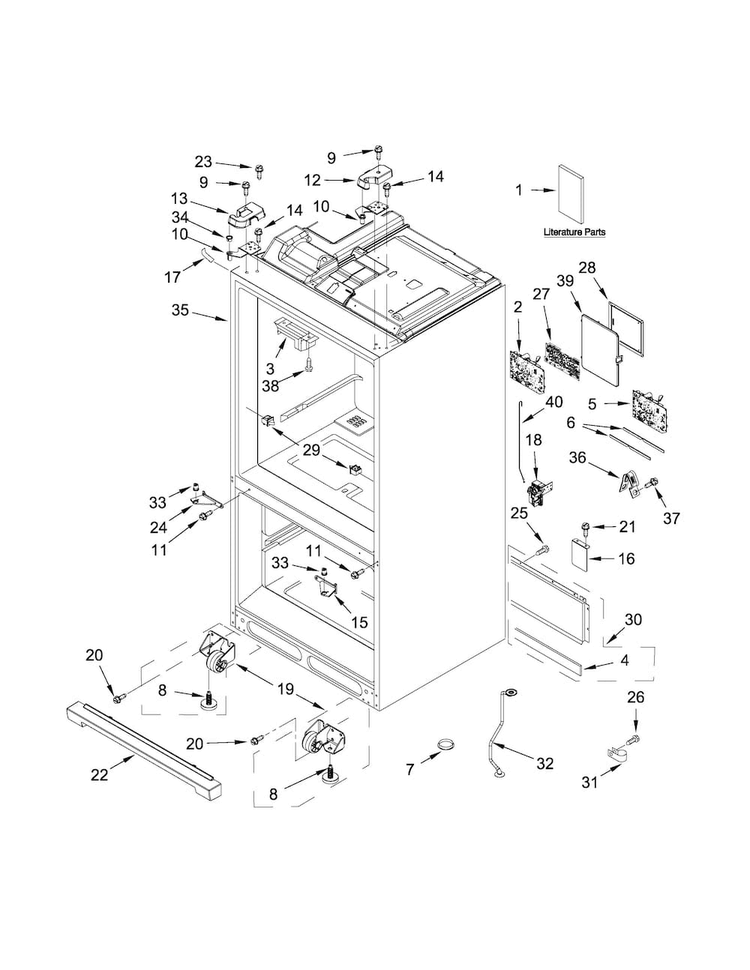 Cabinet Parts Diagram and Parts List for JFX2897DRM02  Jenn-Air Refrigerator