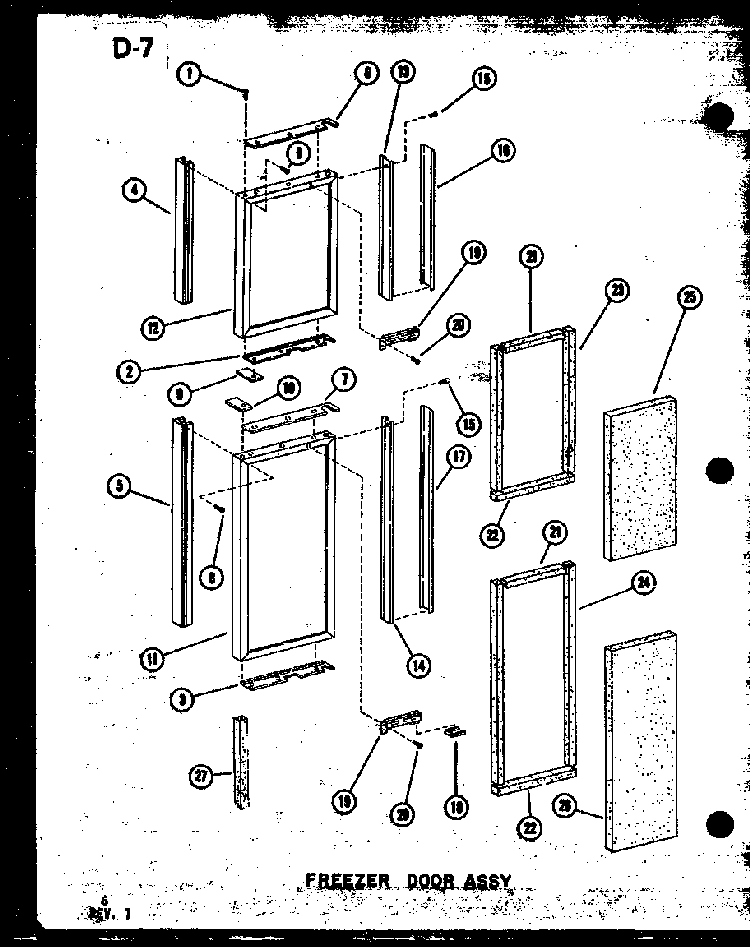 Freezer Door Assy Diagram and Parts List for SRI19E-1-C-P74870-16WC  Amana Refrigerator