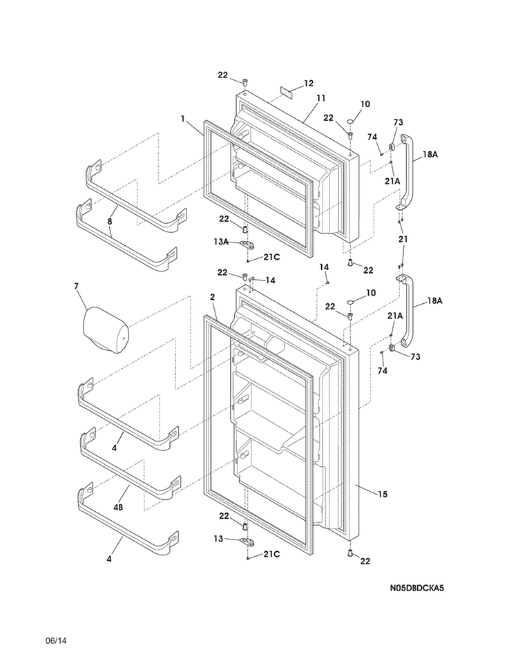 Doors Diagram and Parts List for CRT181LWD  Crosley Refrigerator
