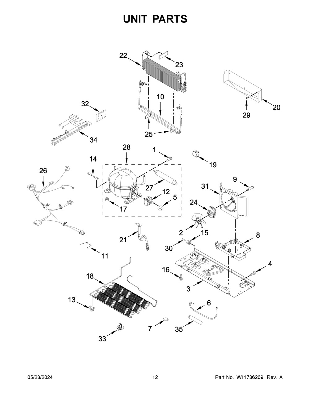 Unit Parts Diagram and Parts List for MFI2570FEW11  Maytag Refrigerator