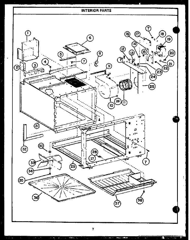 INTERIOR PARTS Diagram and Parts List for MWP211  Caloric Microwave