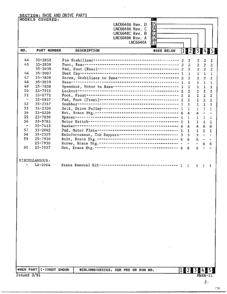 Base And Drive Parts Page 3 Diagram and Parts List for 6640A  Norge Washer