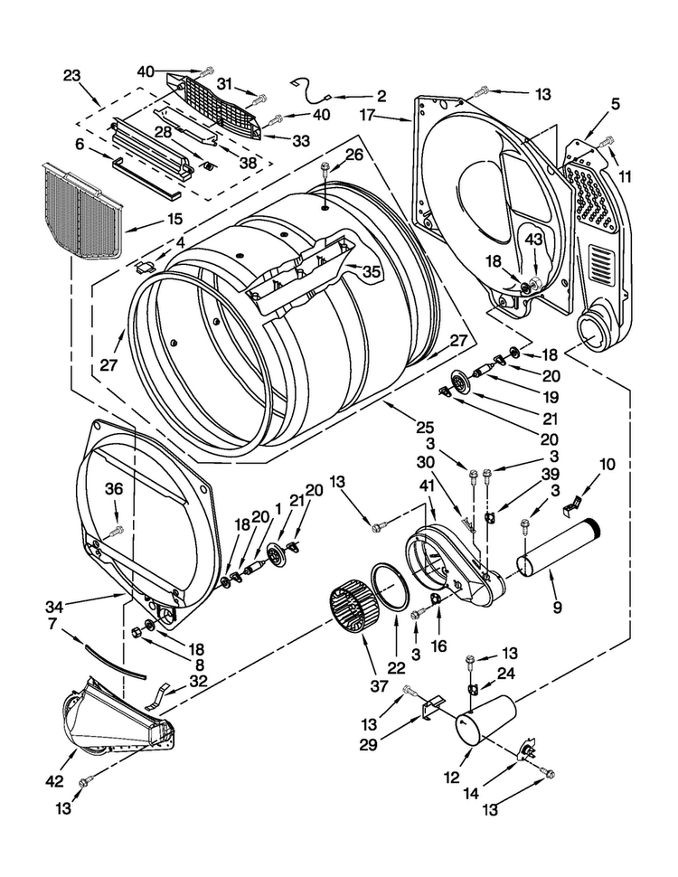 Bulkhead Parts Diagram and Parts List for MDG17CSBGW1  Maytag Dryer