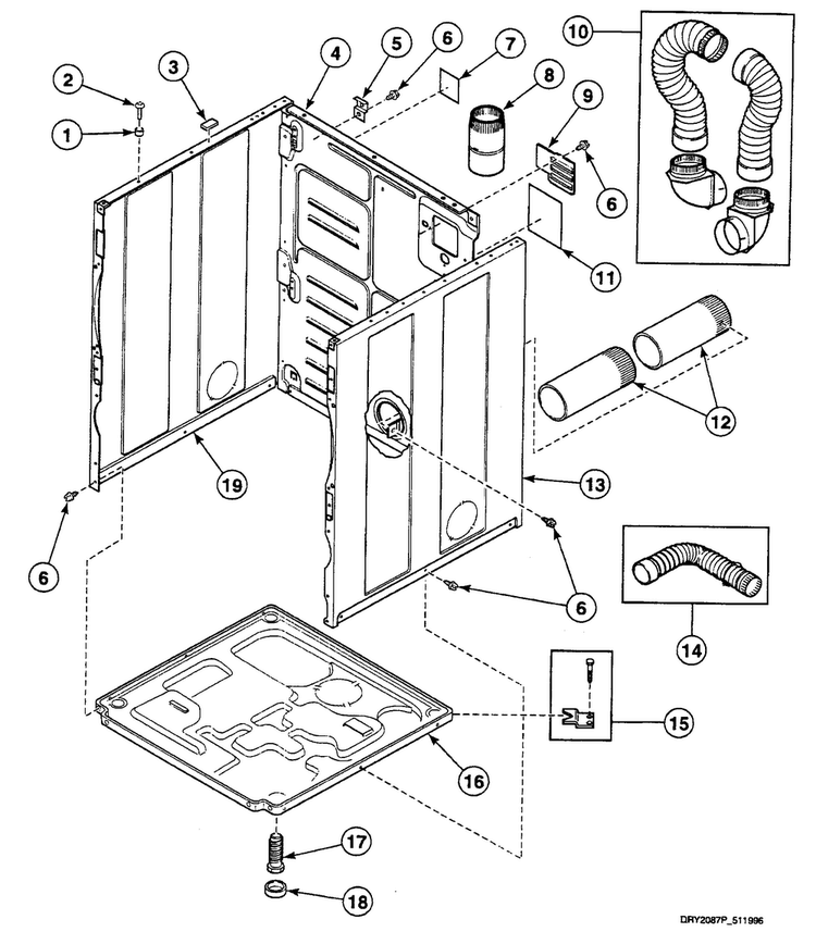 Cabinet Diagram and Parts List for SSG719LF  Speed Queen Dryer
