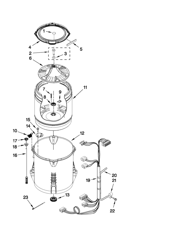 Basket And Tub Parts Diagram and Parts List for MVWX700AG0  Maytag Washer
