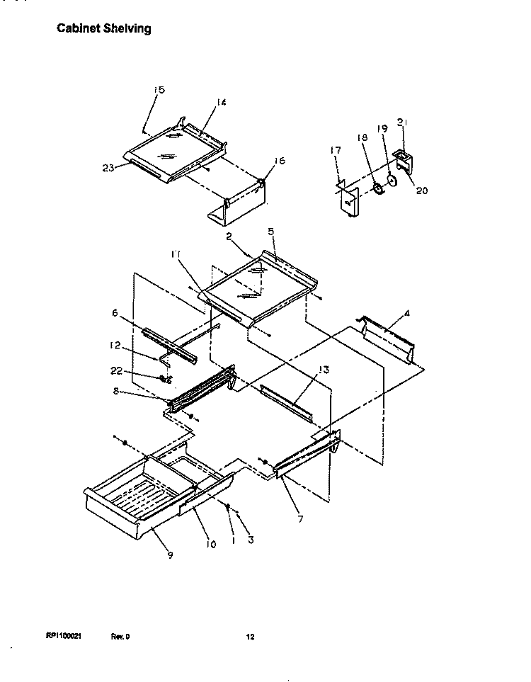 CABINET SHELVING Diagram and Parts List for TR22S4W P1196202W W Amana Refrigerator