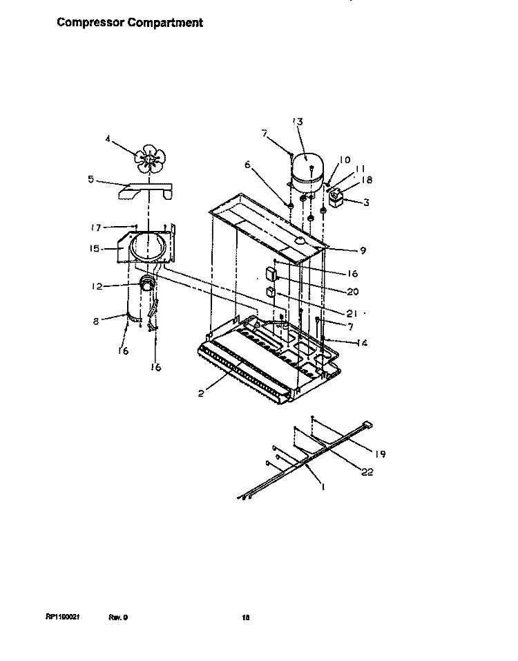 COMPRESSOR COMPARTMENT Diagram and Parts List for TR22S4W P1196202W W Amana Refrigerator