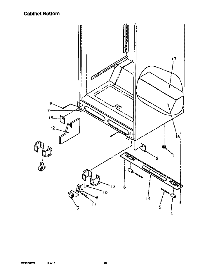 CABINET BOTTOM Diagram and Parts List for TR22S4W P1196202W W Amana Refrigerator