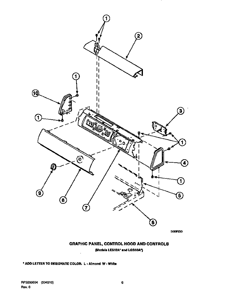 GRAPHIC PANEL, CONTROL HOOD AND CONTROLS Diagram and Parts List for LGS33AW PLGS33AW Speed Queen Dryer