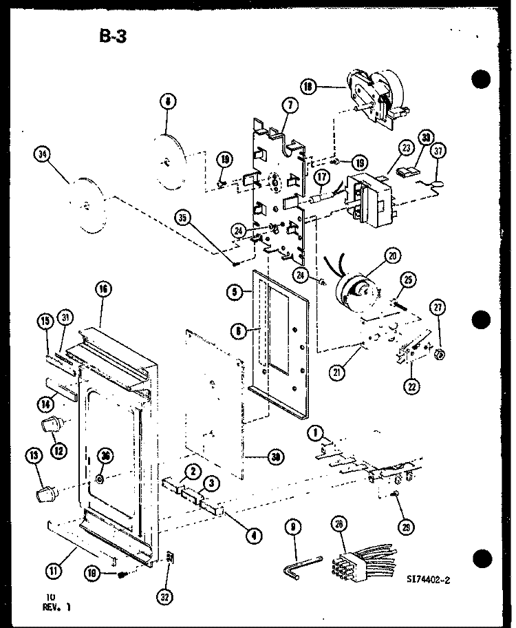 Page 4 Diagram and Parts List for RR-5B P7517501M Amana Microwave