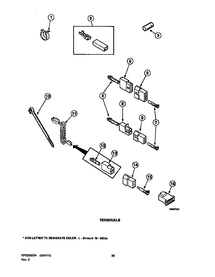 TERMINALS Diagram and Parts List for LGS33AW PLGS33AW Speed Queen Dryer
