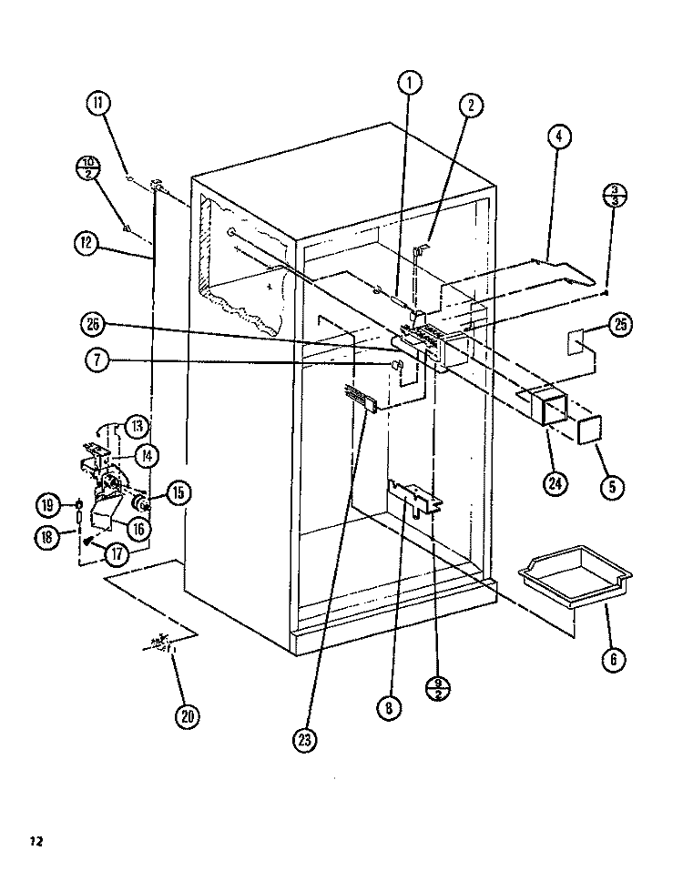 CABINET Diagram and Parts List for TLI18N P1106220W Amana Refrigerator