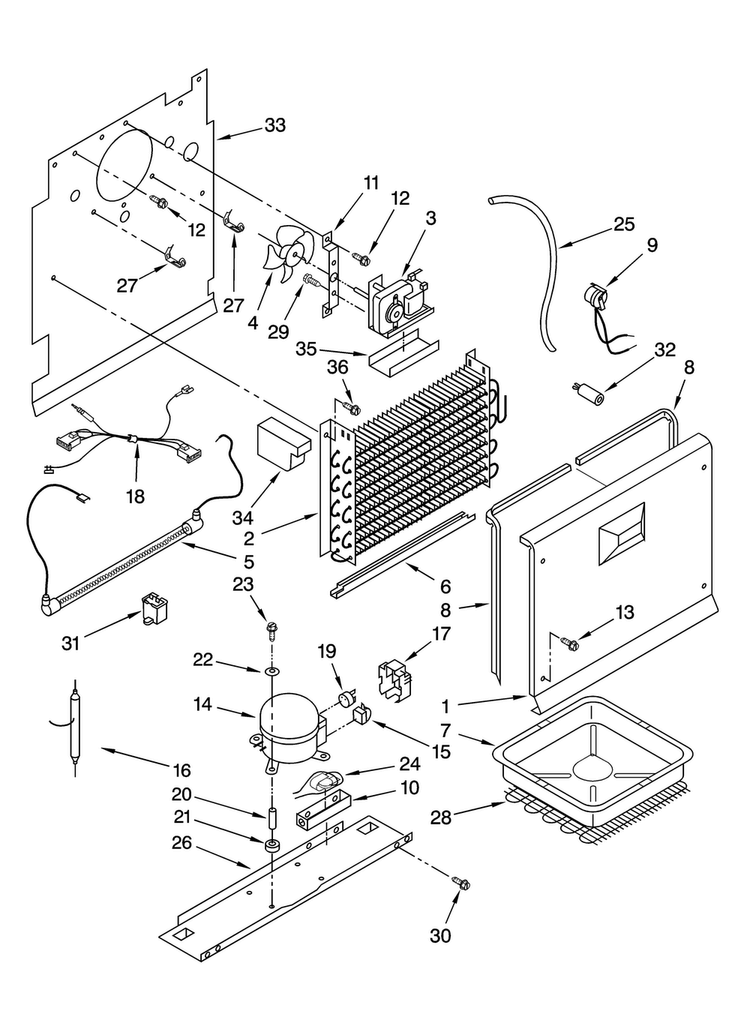 Unit Parts Diagram and Parts List for AQU2027BRW05  Amana Freezer