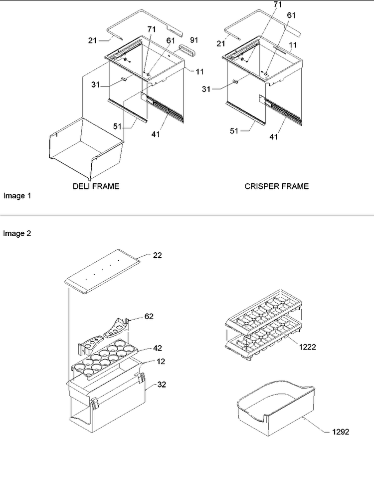 Crisper & Deli Frame Assy Diagram and Parts List for BB20V1E-P1321314WB  Amana Refrigerator