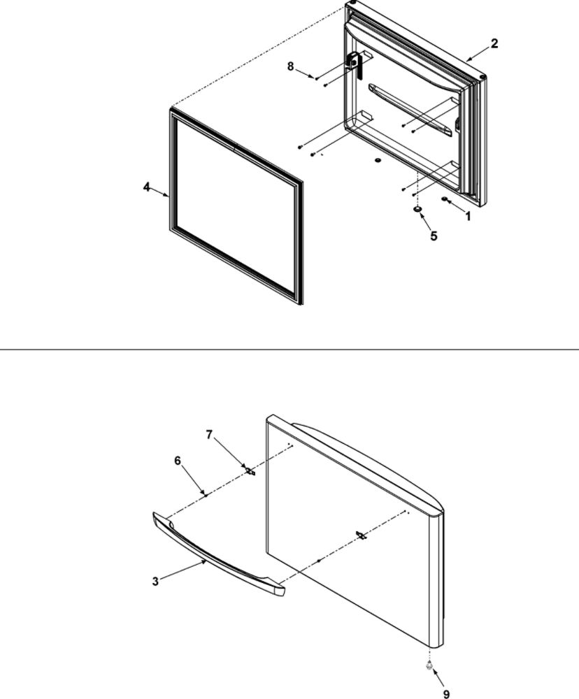 Freezer Door Diagram and Parts List for ABD2233DEW0  Amana Refrigerator