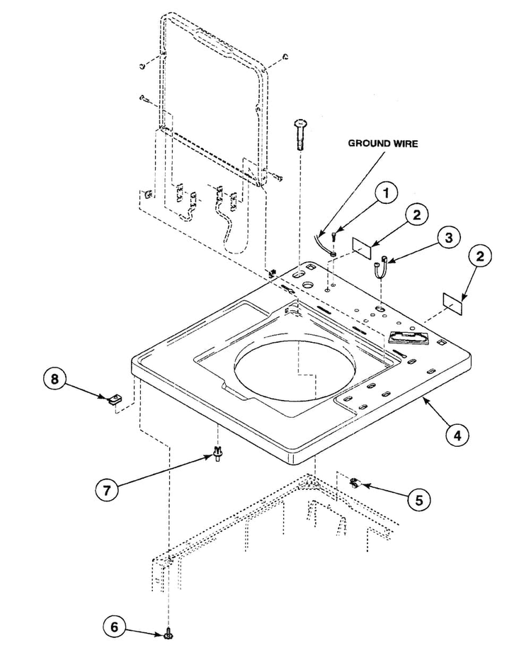 Cabinet Top Diagram and Parts List for SWT921WN  Speed Queen Washer