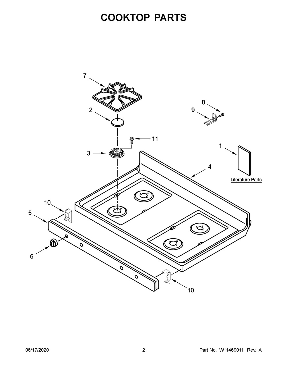 Cooktop Parts Diagram and Parts List for AGR6603SFS3  Maytag Range