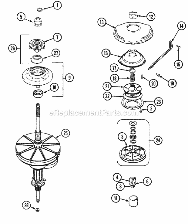 TRANSMISSION Diagram and Parts List for PAV2300AWW  Maytag Washer