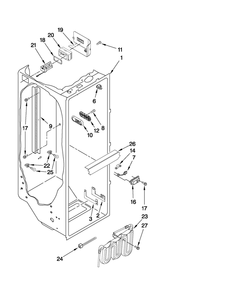 Refrigerator Liner Parts Diagram and Parts List for JCD2395WES02  Jenn-Air Refrigerator
