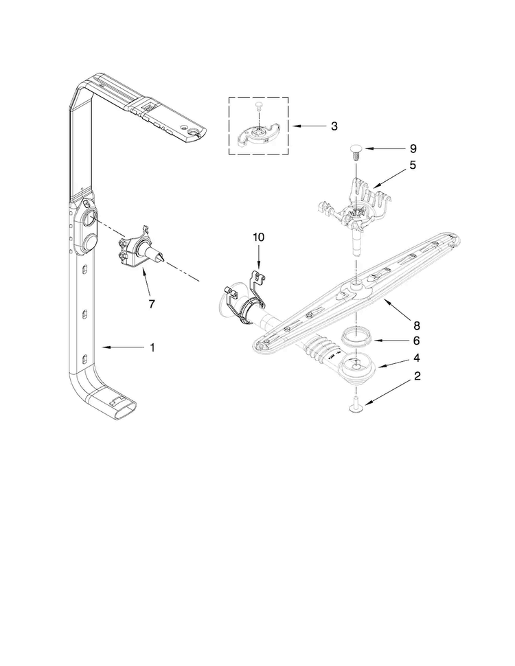 Upper Wash And Rinse Parts Diagram and Parts List for MDC4809AWB0  Maytag Dishwasher