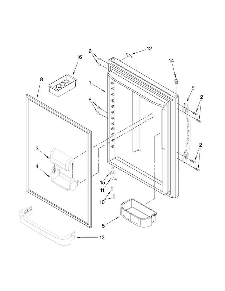 Refrigerator Door Parts Diagram and Parts List for MBF2256KEB2  Maytag Refrigerator