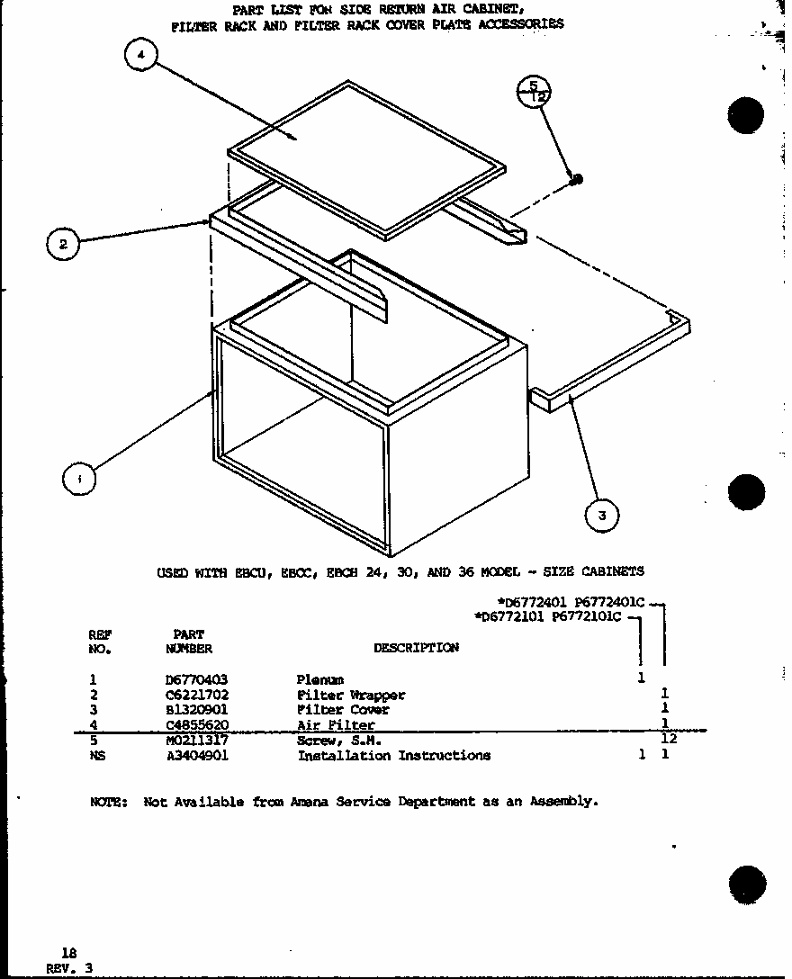 (d6772101/p6772101c) (d6772401/p6772401c) Diagram and Parts List for D6777101 P6777101 Amana Air Conditioner