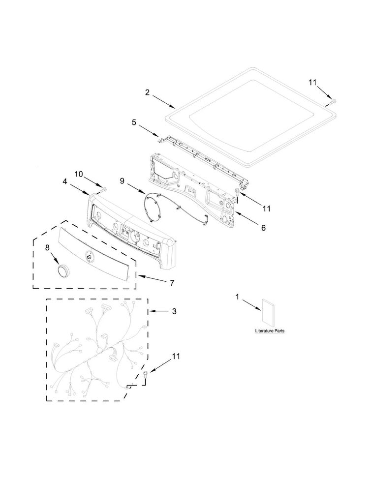 Top And Console Parts Diagram and Parts List for MGD5100DW1  Maytag Dryer