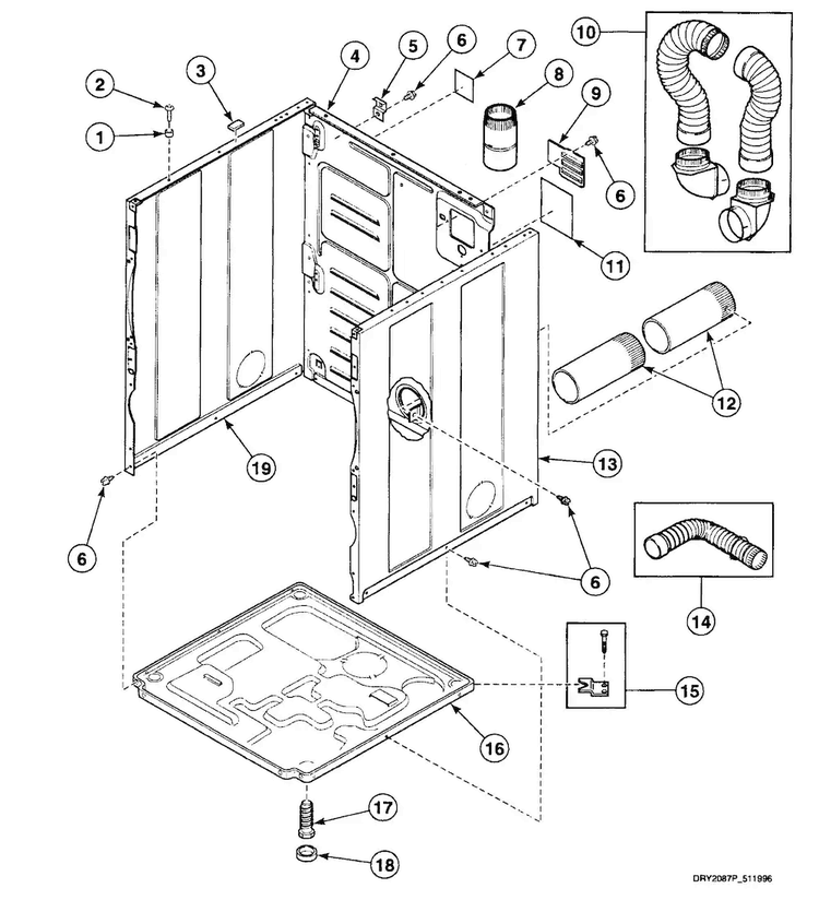 Cabinet Assy Diagram and Parts List for SSE107LF99L7  Speed Queen Dryer