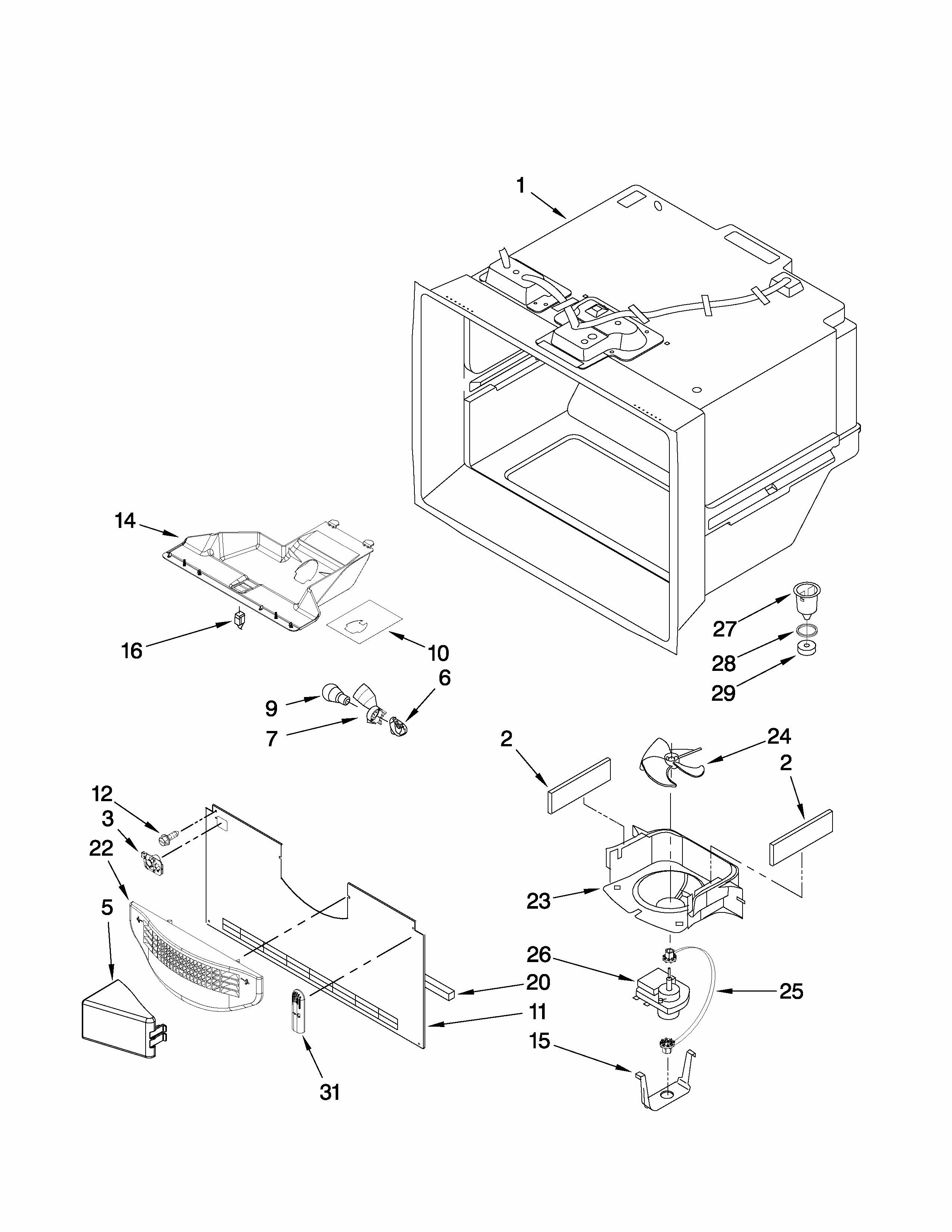 Freezer Liner Parts Diagram and Parts List for GB5526FEAS3  Maytag Refrigerator