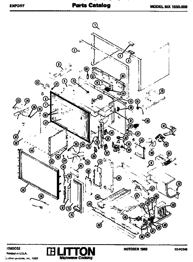 Replacement Parts Diagram and Parts List for MX1550000  Amana Microwave