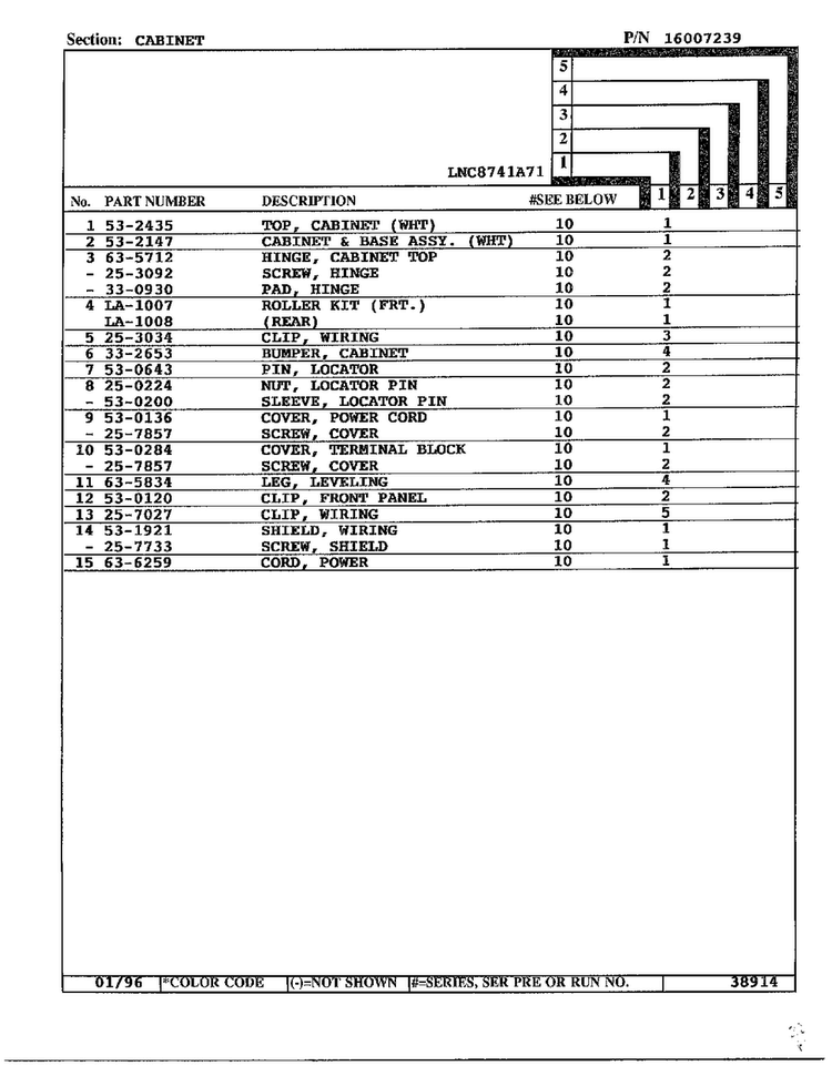 Cabinet Page 2 Diagram and Parts List for 8741A71  Norge Dryer