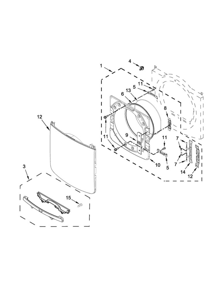 Door Parts Diagram and Parts List for YMED7100DC1  Maytag Dryer